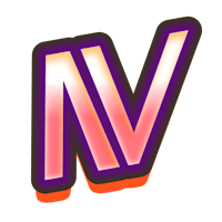 a purple and orange letter v on a black background